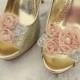 Shoe Clips, Bridal Shoe Clips, Wedding Shoe CLips, Champagne Shoe Clips, Floral Clips for Wedding Shoes, Bridal Shoes, Pumps, Heels