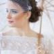 Small birdcage veil with crystals, bridal bandeau veil,  all over crystals, mini Venetian wedding veil Style 608
