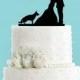 Couple Kissing with German Shepherd Dog Standing Acrylic Wedding Cake Topper