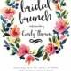 Bridal shower brunch watercolor wreath invitation DIGITAL FILE customizable