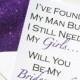 Be My Bridesmaid Card // Purple Glitter Liner // White Envelope