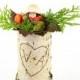 One large birch bark vase, personalize with free engraving, heart engraved vase