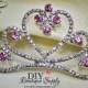 Large PINK  Clear Crystal Princess Crown Rhinestone Flatback Tiara Crown Embellishment Rhinestone Buttons Bow Headband Supplies 55mm 652100