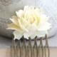 Ivory Cream Rose Comb Romantic Flower Metal Hair Comb Modern Bridal Hair Slide Spring Floral Hair Accessories Antique Brass Bridesmaids Gift