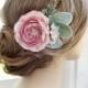 pink hair flower, bridal hair clip, wedding headpiece, peony hair clip, pink hairpiece, wedding headpiece, floral hair accessories pink
