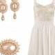 Fiore short wedding or bridal shower dress ensemble including matching earrings and brooch