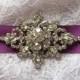 Large Victorian style bling wedding bridal rhinestone crystals and Swarovski pearls dress buckle belt hair sash