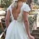 Grecian Long Wedding Gown Ivory-Cream Wedding Dress Lace and Chiffon  Bridal Gown - Handmade by SuzannaM Designs