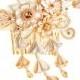 Phoebe  Ivory & Honey Bridal Headpiece comb Silk Flowers Swarovski Crystals Hair Jewelry unique alternative