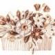 Maia Ivory, blush & rose gold Bridal Headpiece comb Silk Flowers Swarovski Crystals Hair Jewelry unique alternative