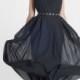 Dark Blue Maxi Dress.Chiffon Evening Dress.Bridesmaid Lace Dress.
