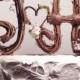 Rustic Monogram Wedding Cake Topper:  Personalized- Any Two Letters and a Heart
