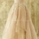 Simple blush A line organza lace wedding dress