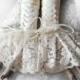 Solstice Corset Laced Up Fingerless Glove Wrist Cuffs - Ivory Lace White Ribbon - Lolita Rococo Fusion Bellydance Regency Aristocrat Bridal