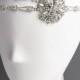 Crystal Wedding Headband, Bridal Hair Accessories, Art Deco Snowflake Flower Hairband, White Ivory Silver Ribbon Rhinestone Halo, CLODIA