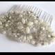 Bridal beaded pearl & crystal luxury headpiece. Rhinestone applique wedding hair comb. DUCHESS PEARL PETITE