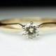 Vintage Solitare Round Diamond Engagement Ring 14k Yellow Gold Simple Engagement Ring Vintage Engagement Solitaire Diamond