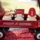 Little Red Wagon Birthday Personalized Cupcake toppers - Set of 12 - Red Wagon Theme Birthday - Baby Shower Vintage Toys Party Personalized