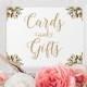 Cards and Gifts Sign - 8 x 10 - mixed gold fonts - Vintage Blooms - PDF and JPG files - Instant Download