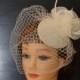 Vintage 1940s-50s Fascinator Veil Hat White, Ivory Tear drop hat  birdcage veil