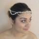 Bridal Headband, Silver or Gold Finish Wedding Headpiece, Swarovski Pearls, Crystals and Rhinestone Chain, Combs - Eva
