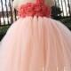 Tutu Flower Girl Dress Peach Coral flower girl dress baby dress toddler birthday dress wedding dress 0-8t