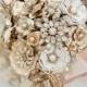 Wedding bouquet  Custom made to order  - Bridal brooch  bouquet GOLDEN SHADOWS - wedding keepsake