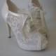 Wedding shoes, Handmade  FRENCH GUIPURE lace wedding / bridal shoes , Choose heel height and color, +  GIFT Bridal Pantyhose #8445