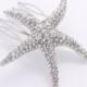 Starfish Hair Comb Beach Wedding Bridal Hairpiece Rhinestone Silver Starfish Comb Hair Jewelry Wedding Combs