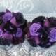 Purple Wedding Bouquet, Bridal bouquet, vintage wedding bouquet, purple bridesmaid bouquet, Gothic inspired, Cotton, Satin, Lace, Black