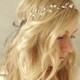 Simple Pearl and Crystal Bridal Hair Vine Halo with Silver Accents. Wedding Hair Adornment. Bridal Hair Wreath. (Style: Sara)