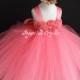 Coral Flower Girl Dress Shabby Flowers Dress Tulle Dress Wedding Dress Birthday Dress Toddler Tutu Dress 1t 2t 3t 4t 5t