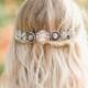 Bridal Headband, Vintage Brooch Convertible Headpiece tiara halo forehead sparkle silver beach wedding downton abbey bohemian bling veil 209