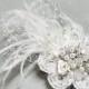 Soft White Bridal Hair Comb- Pearl Hair Comb-Wedding Hair Piece- Bridal Hair Accessories- White Clip or Comb- Bird Cage Veil-Floral Haircomb