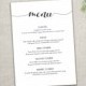 Printable Black Menu template / Calligraphy Style Script/ Instant Download /DIY in Microsoft Word / 5 x 7 inches / Wedding, dinner party