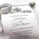 Elegant winter wedding invitation scroll, black and silver damask, bridal shower invitation, medieval castle scroll wedding invitations, 25