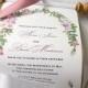 Boho chic wedding invitations, scroll invitations, watercolor roses, mauve pink and gold, bohemian wedding invitations, {10}