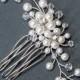 Floral Bridal Hair Comb,  Swarovski White Pearls Clear crystal rhinestone Silver Comb, Wedding Hair accessories, Bridal Hair Pieces