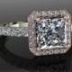 Forever Brilliant  Moissanite and Diamond Halo Engagement Ring 2.54 CTW