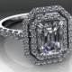 Emerald Cut Forever Brilliant Moissanite and Diamond Engagement Ring 1.64 CTW