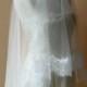 Bridal Mantilla drop veil soft ivory off white or champagne Fingertip length fine tulle vintage eyelash lace edge - AURORA