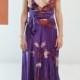 Plunging Purple silk short silk dress with sash waist 15% off