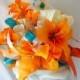 Tiger Lily Wedding Bouquet- Silk Flower Bridal Bouquet Groom's Boutonniere Starfish Accessories- Customized To Your Wedding Colors