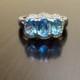 Blue Topaz Engagement Ring - Blue Topaz Diamond Wedding Ring - Halo Blue Topaz Ring - Halo Diamond Ring - Blue Topaz Ring - Diamond Ring