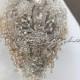 Cascading Silver White Wedding Brooch Bouquet. Deposit "Wedding Mirror" Luxury Crystal White Wedding Bouquet. Dangle Bridal Broach Bouquet
