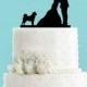 Couple Kissing with Shiba Inu Dog Wedding Cake Topper