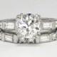 SALE Outstanding 1.70ct t.w. 1930's Old European Cut Diamond Engagement Ring Wedding Band Set Platinum