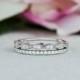 Art Deco Wedding Band and Half Eternity Band, Stacking Ring Set, 1.5mm Engagement Ring, Man Made Diamond Simulants, Sterling Silver, Dainty