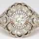SALE Rare Russian Antique 1.41ct t.w. 1900's Lacey Old European Cut Diamond Ring 18k Sterling Silver