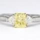 SALE Estate 1.49ct t.w. Fancy Yellow Canary Diamond & Trillion Cut Diamond Three Stone Ring 18k/Platinum